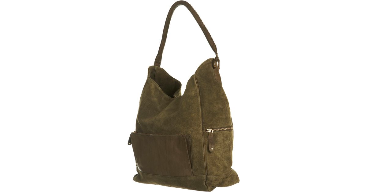 Lyst Top Suede And Leather Shoulder Bag In Natural