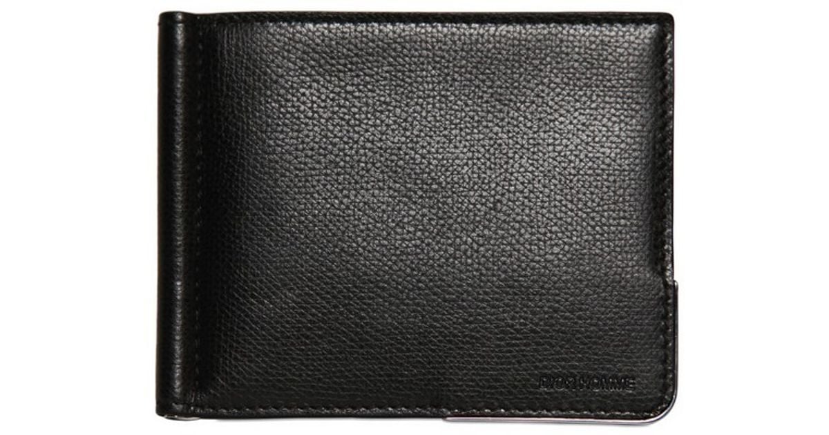 Lyst - Dior Homme Grained Leather Metal Corner Wallet in Black for Men