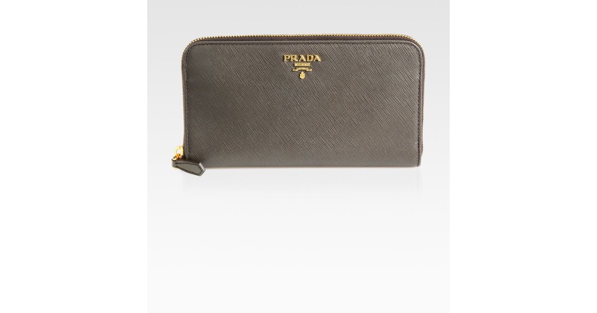 Prada Saffiano Metal Oro Wallet in Gray (grey) | Lyst