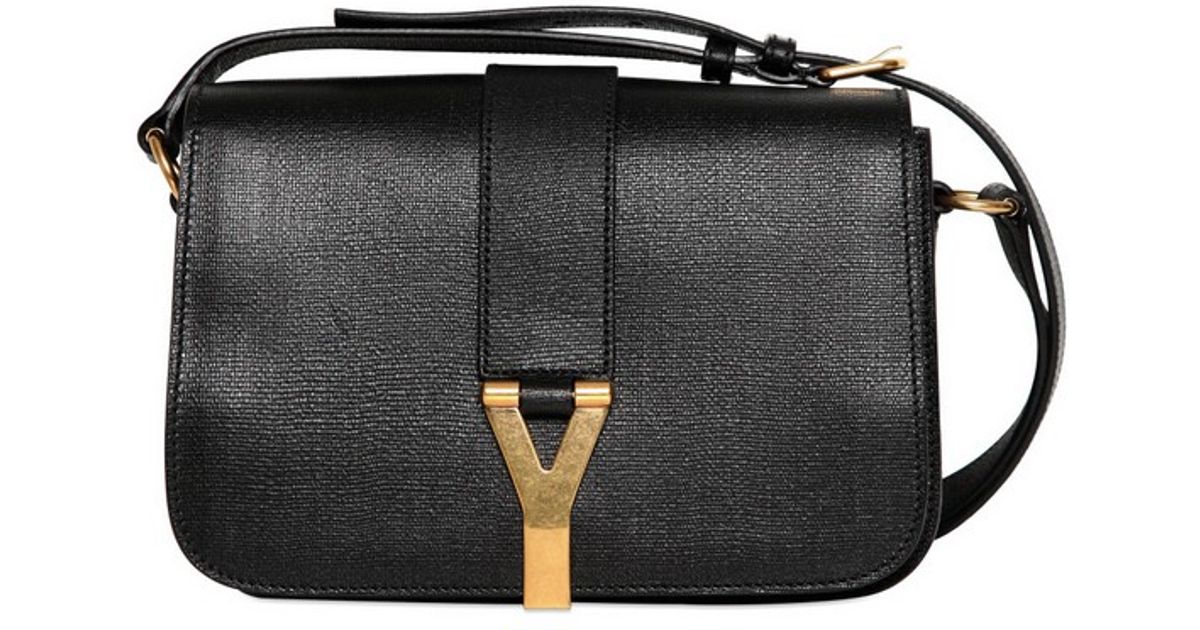 Saint laurent Medium Chyc Mini Tweed Leather Bag in Black | Lyst  