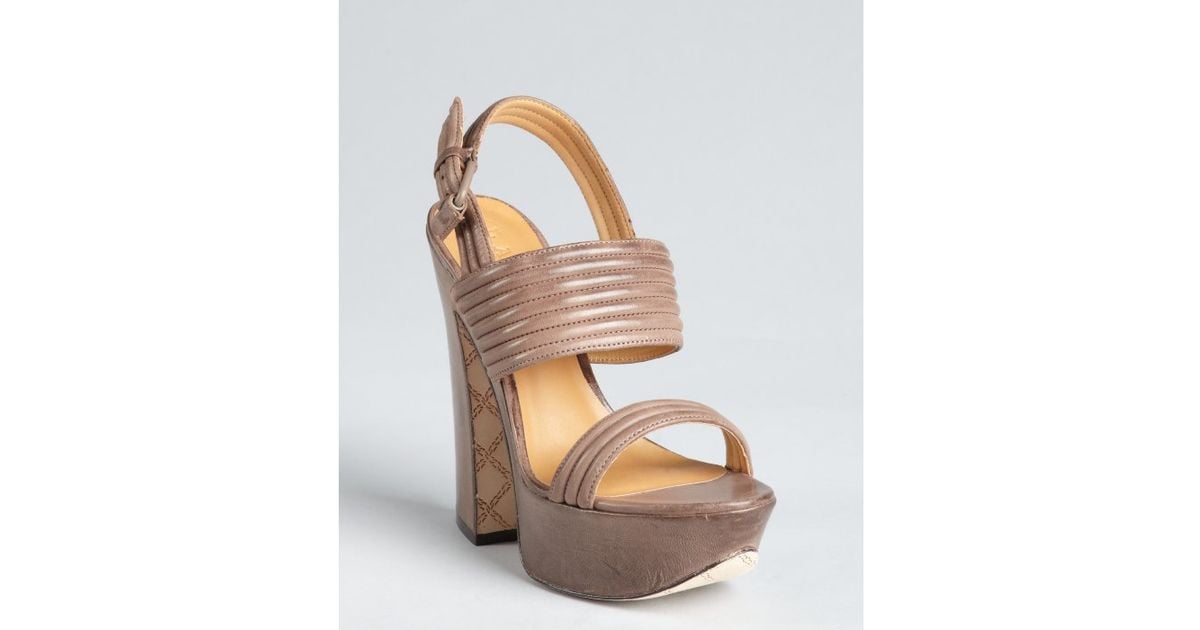 Lyst L.A.M.B. Chocolate Leather Mabelle Platform Sandals