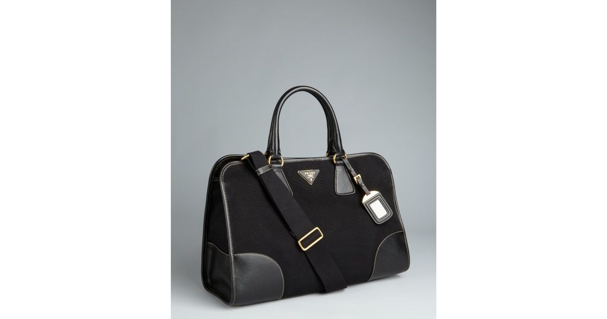 Prada Black Canvas Convertible Tote Bag in Black | Lyst  