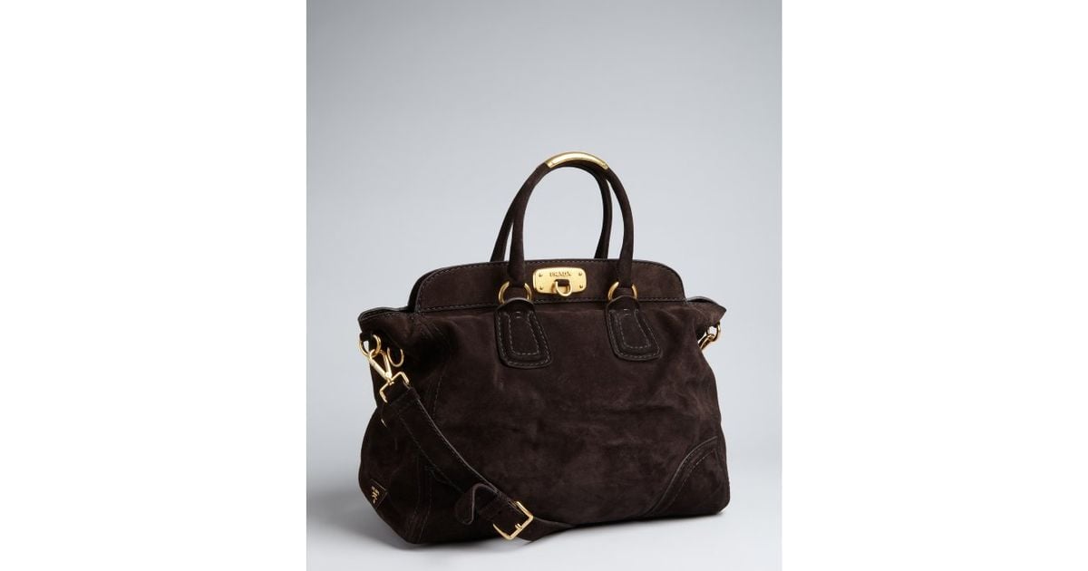 Prada Dark Brown Suede Cavallino Top Frame Bag in Black (brown) | Lyst  