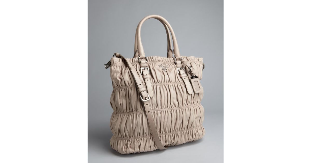 ostrich prada sneakers - Prada Pomice Gaufre Leather Convertible Tote Bag in Beige (brown ...