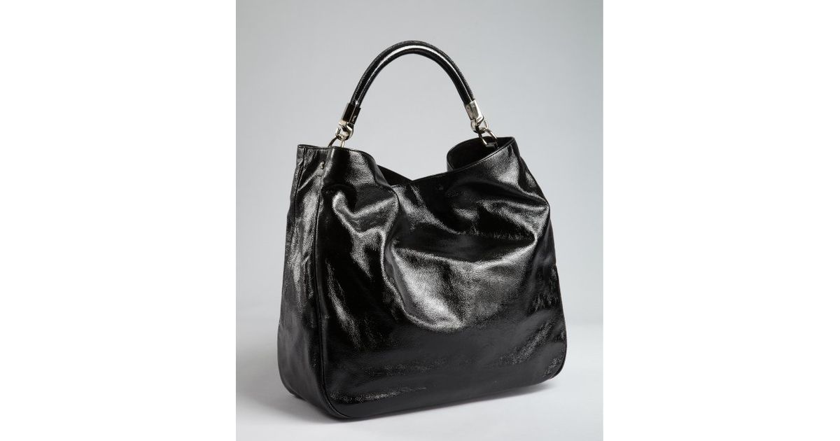 yves saint laurent bags - Saint laurent Black Patent Leather Roady Hobo in Black | Lyst