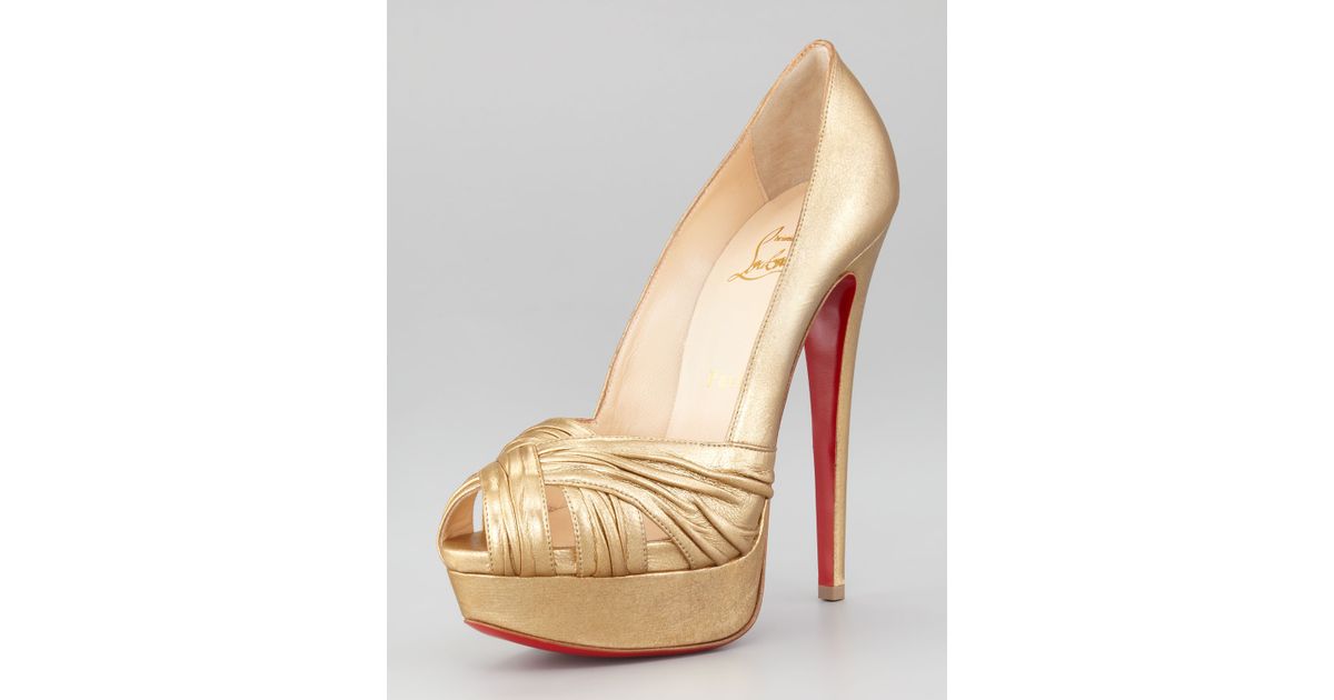 Christian louboutin Aborina Metallic Twistfront Platform Pump in ...