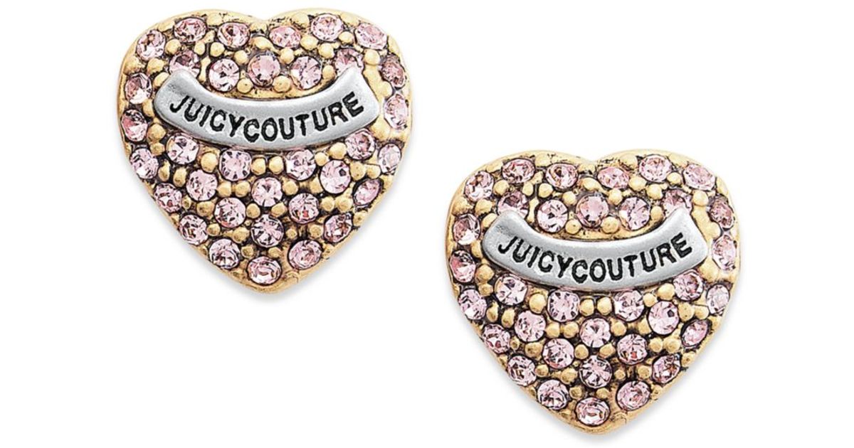 Lyst Juicy Couture Pink Heart Pave Stud Earrings In