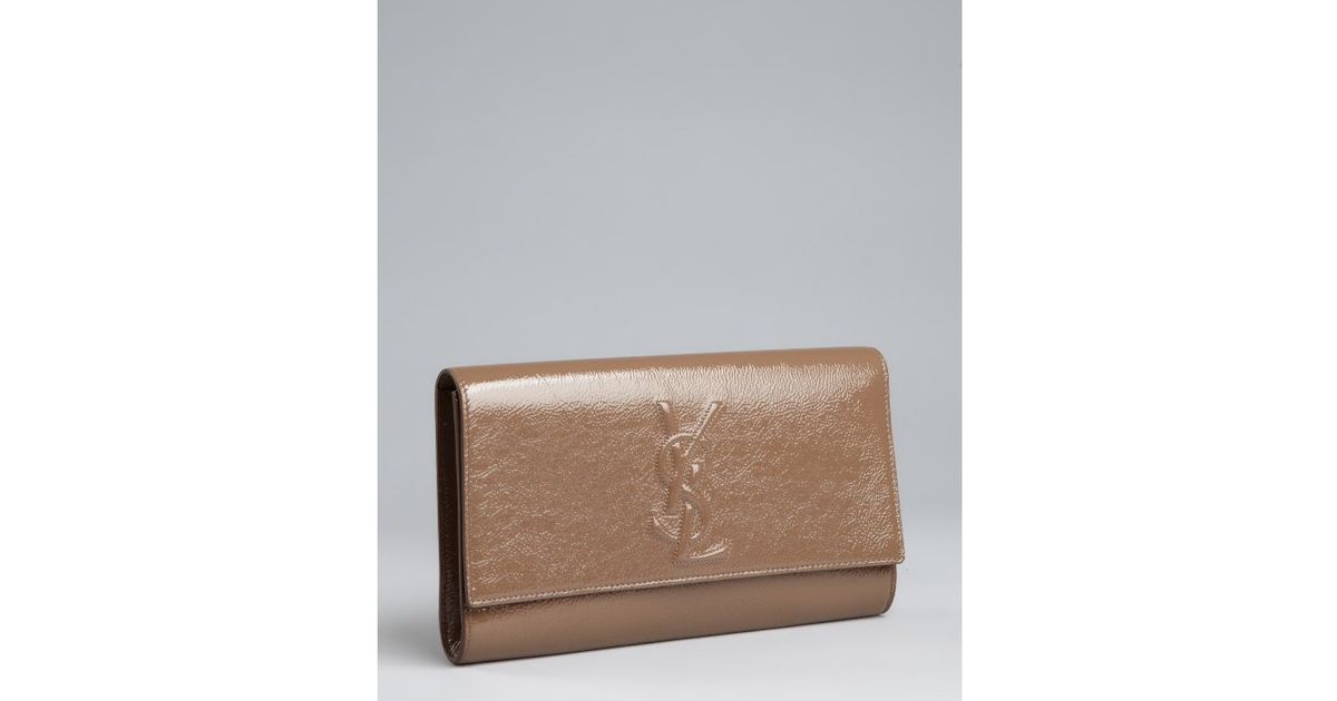 ysl bags prices - Saint laurent Patent Leather Belle De Jour Flap Clutch in Brown | Lyst