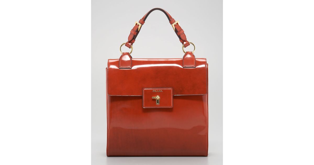Prada Spazzolato Top Handle Bag in Orange (orange smoke) | Lyst