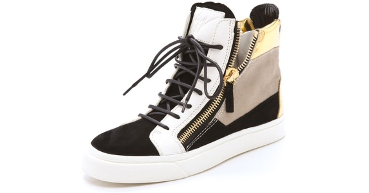 Lyst - Giuseppe Zanotti Double Zip Laceup Sneakers in White