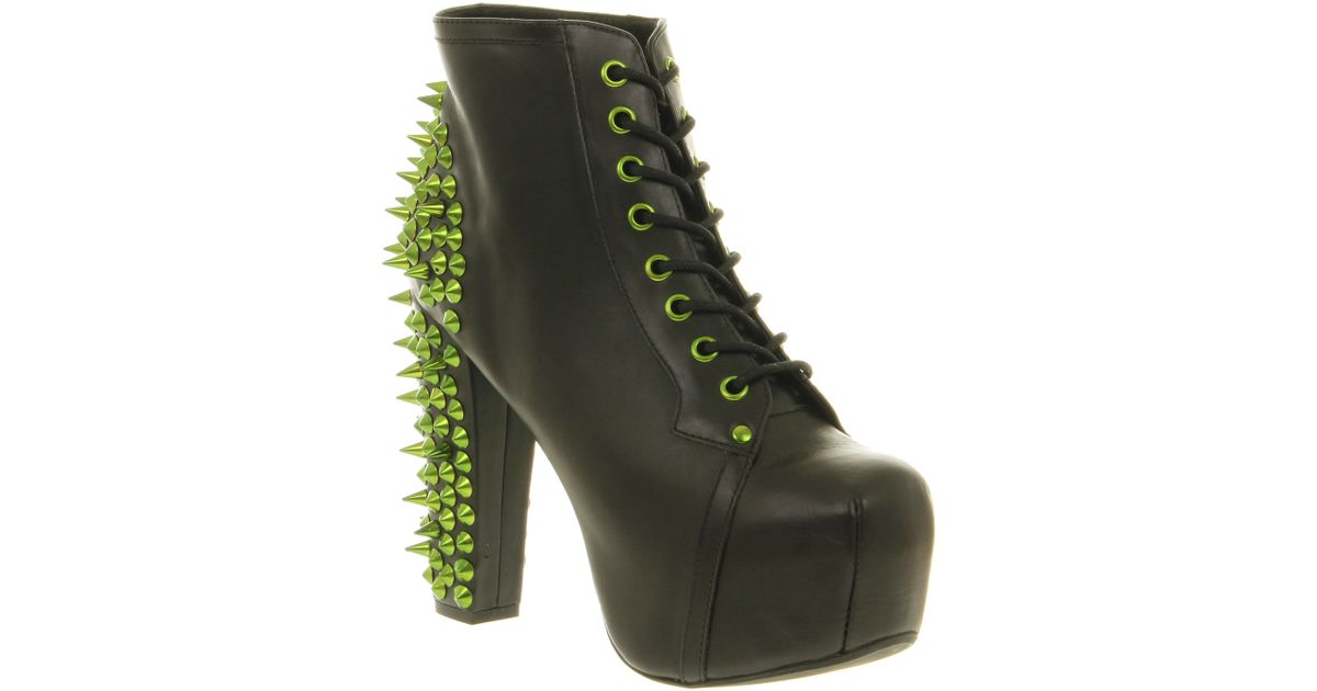 green platform ankle boots