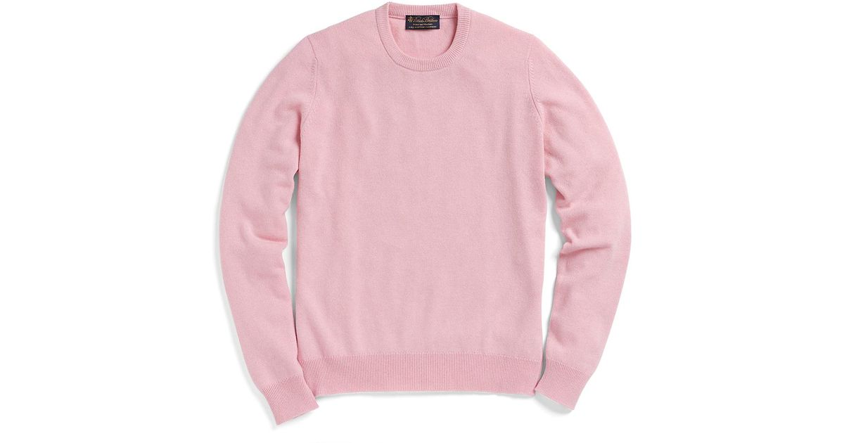 Brooks Brothers Cashmere Crewneck Sweater in Pink for Men - Lyst