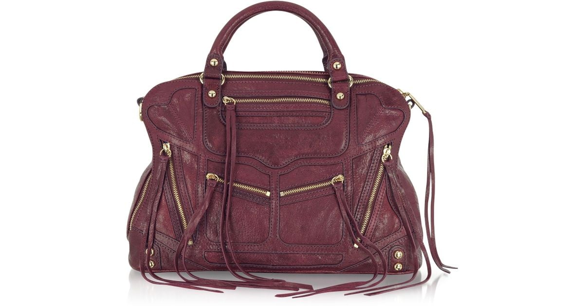 Lyst Rebecca Minkoff Jealous Tri Zip Leather Satchel Bag in Brown