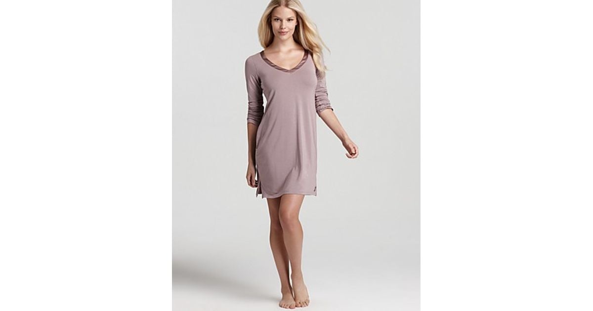 Lyst Calvin Klein Underwear Essentials Nightdress With Shelf Bra Lyst Calvin Klein Underwear Essentials Nightdress With Shelf Bra Satin Trim In Purple