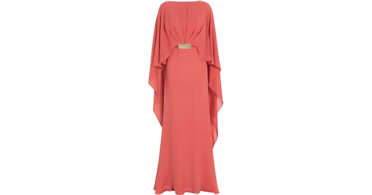 Lyst - Elie Saab Cape Style Georgette Gown in Red