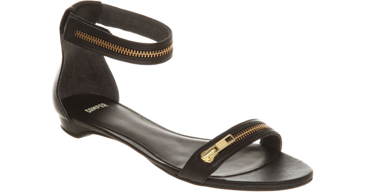 Lyst Camper Twins Zip Sandal Black Leather in Black