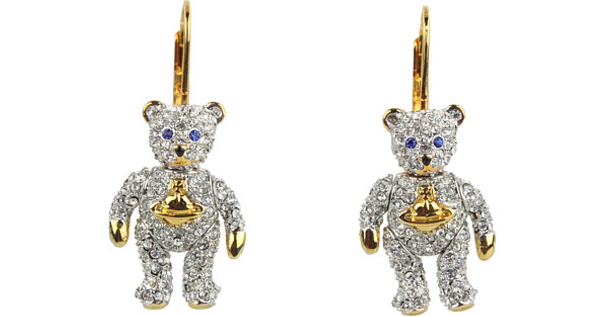 Lyst Vivienne Westwood Little Pave Teddy Earrings In Metallic