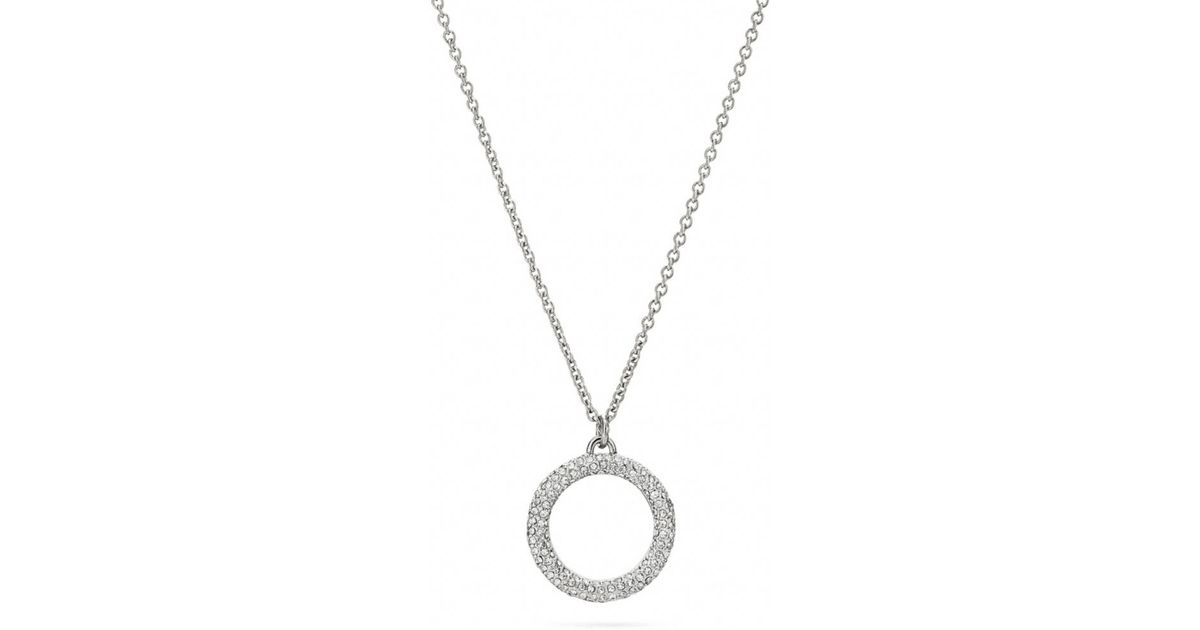 Lyst - Coach Pave Open Circle Pendant Necklace in Metallic