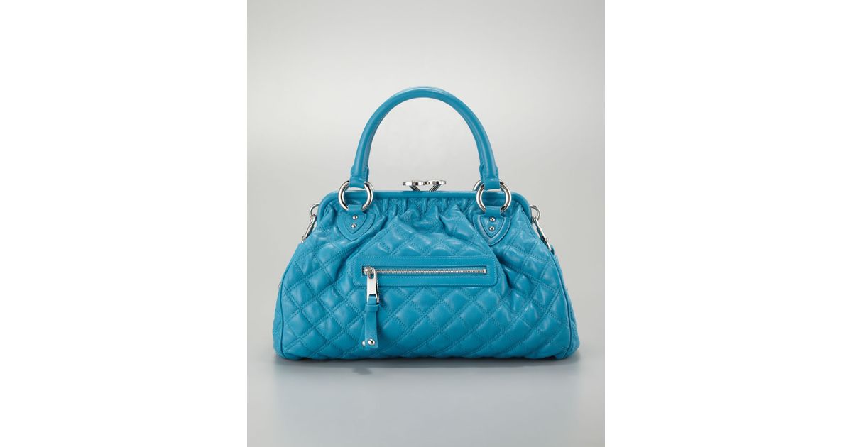 Lyst Marc Jacobs Stam Quilted Satchel Bag Turquoise In Blue