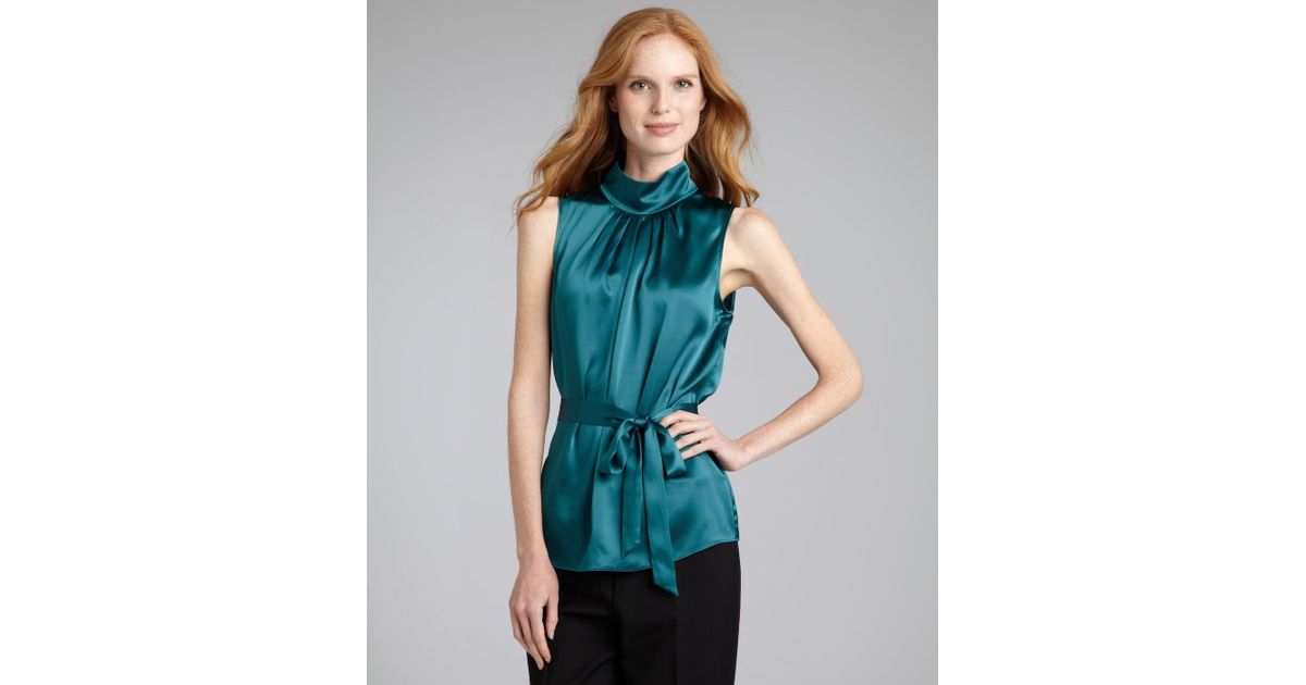 green satin turtleneck