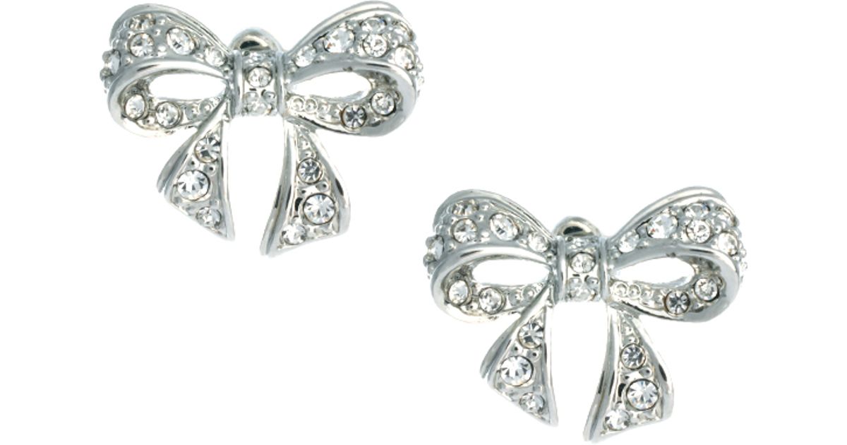 Lyst Ted Baker Pave Crystal Bow Earrings In Metallic