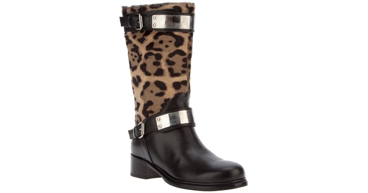 biker boots leopard
