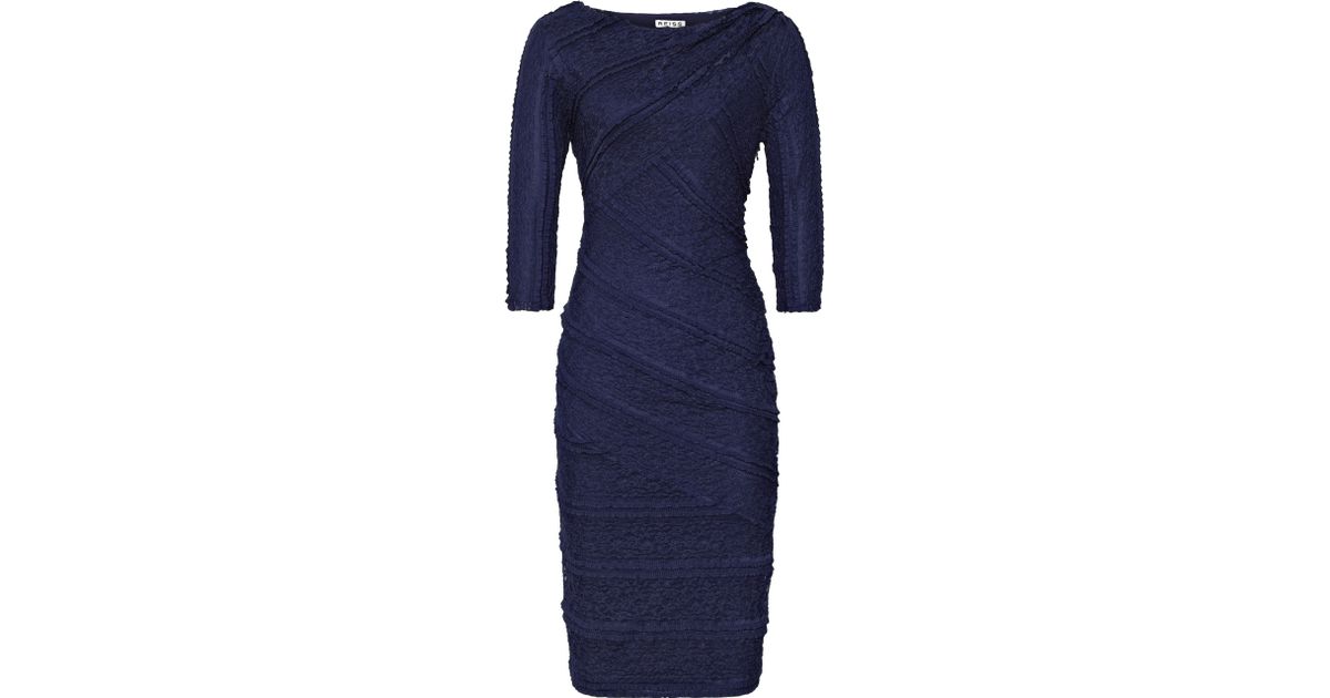 Lyst - Reiss Bodycon Lace Dress in Blue