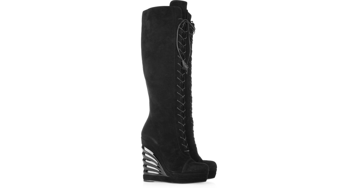saint laurent suede lace up boots