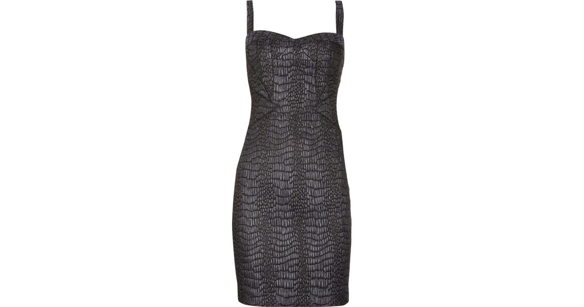 Lyst - Z Spoke by Zac Posen Croc Effect Brocade Dress in Gray