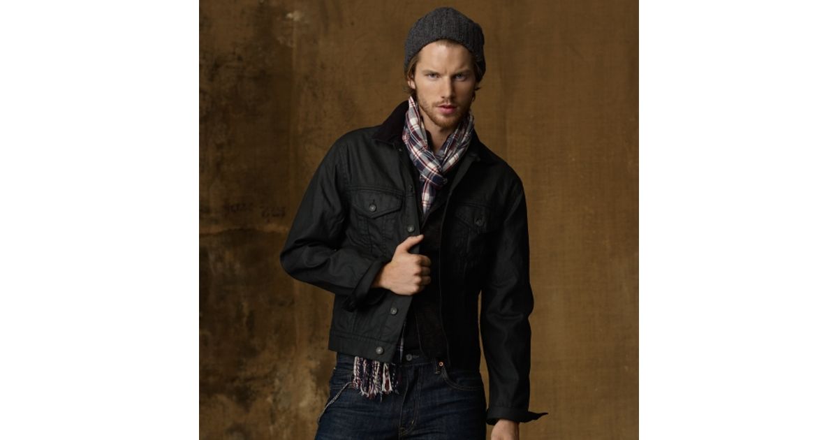 Lyst Ralph Lauren Waxed Canvas Trucker Jacket in Black for Men