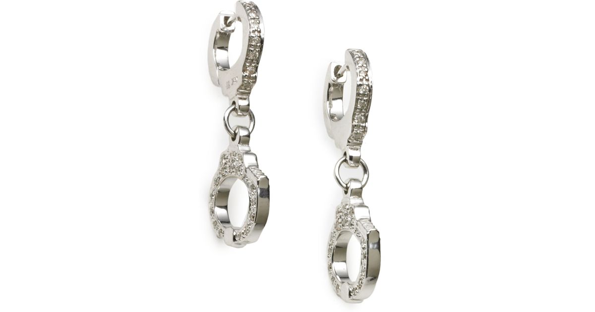Lyst Sydney Evan Diamond 14k White Gold Handcuff Earrings In Metallic