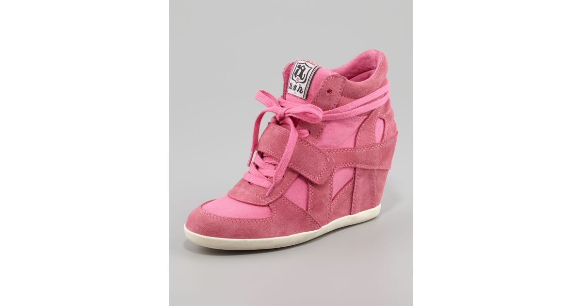 Lyst - Ash Bowie Suede Canvas Wedge Sneaker in Pink