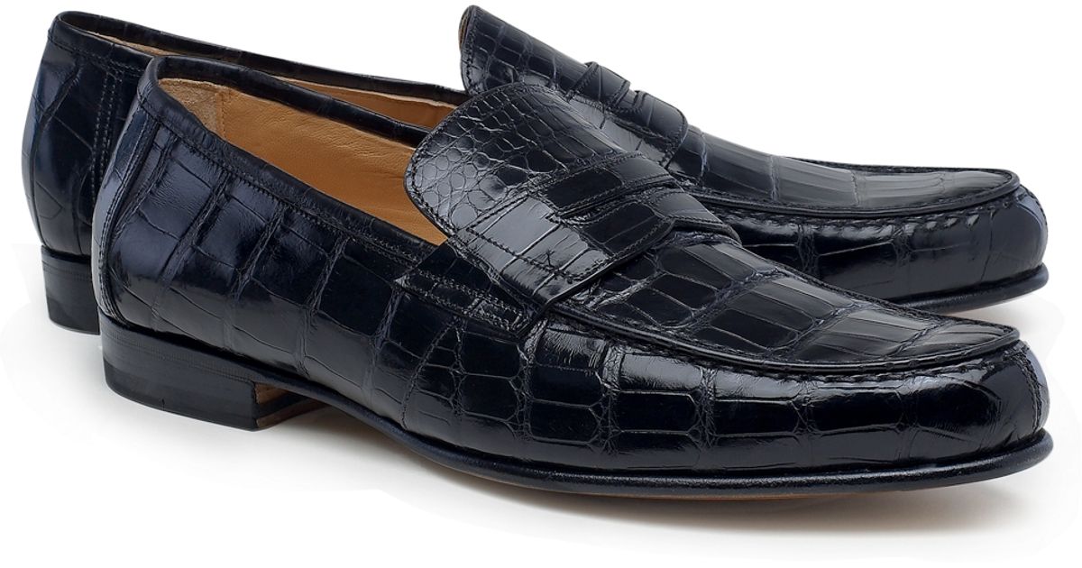 Brooks brothers Alligator Penny Loafers in Black for Men | Lyst