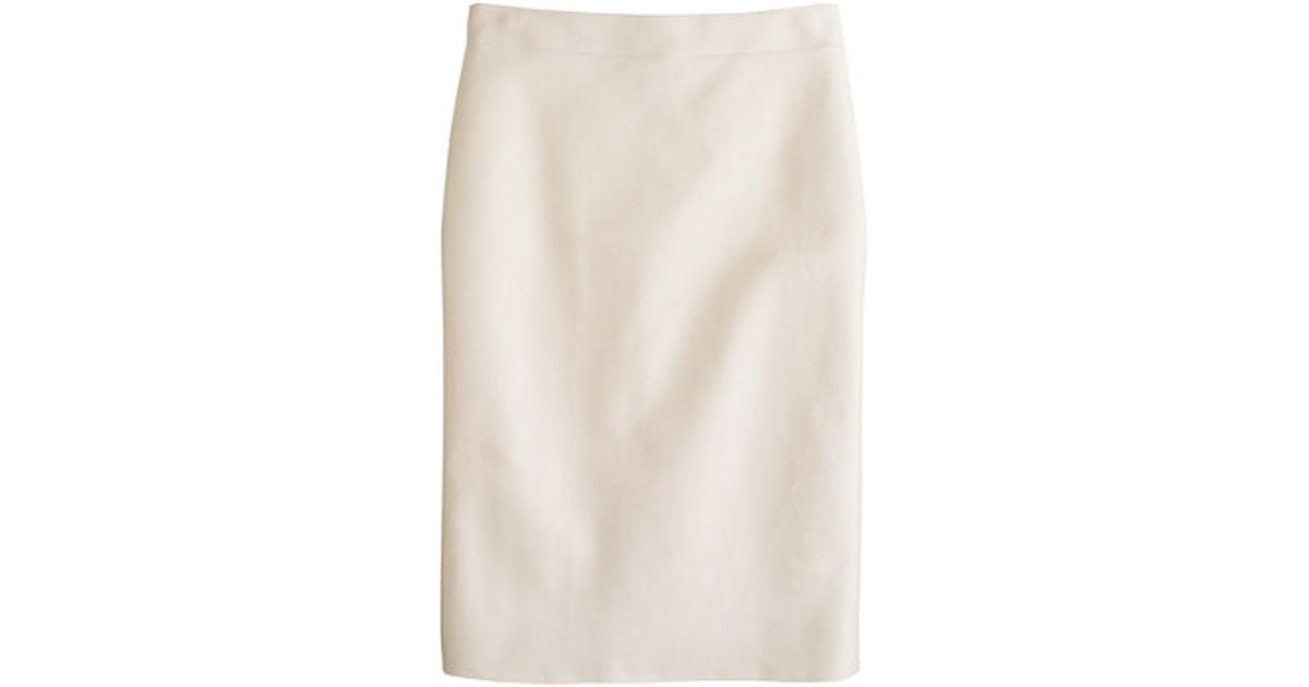 J.crew No 2 Pencil Skirt in Doubleserge Cotton in Natural | Lyst