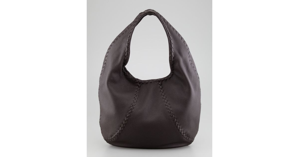 Lyst - Bottega Veneta Cervo Leather Hobo Bag Espresso in Black