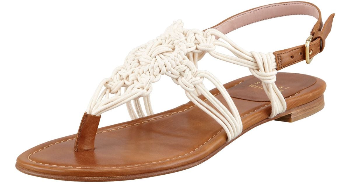 Lyst - Stuart weitzman Corded Thong Flat Sandal Saddl in Natural