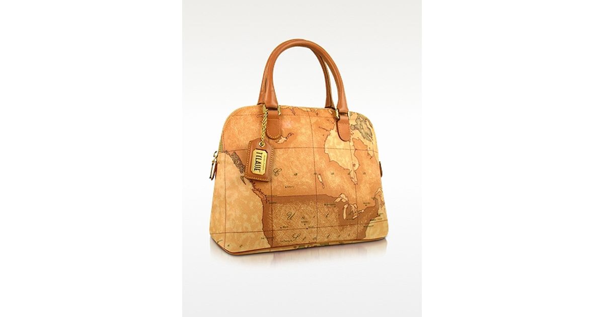 Alviero Martini 1a Classe Brown Prima Geo Printed Top Zip Handbag Lyst