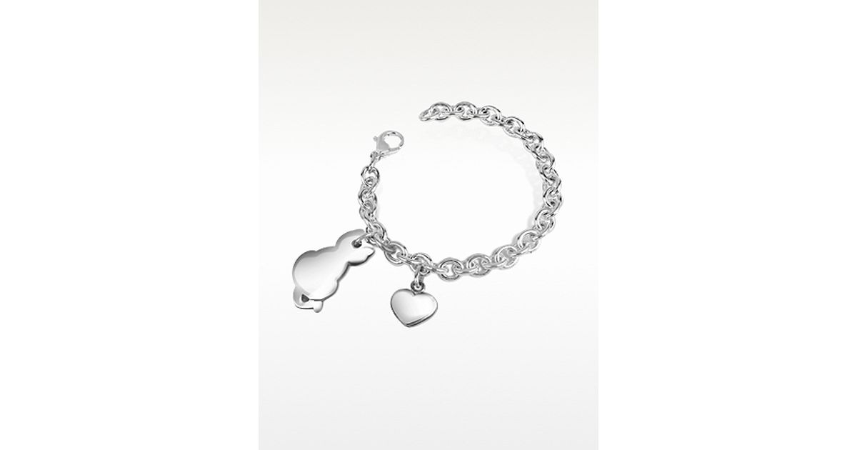 Lyst Forzieri Sterling Silver Cat Charm Bracelet In Metallic