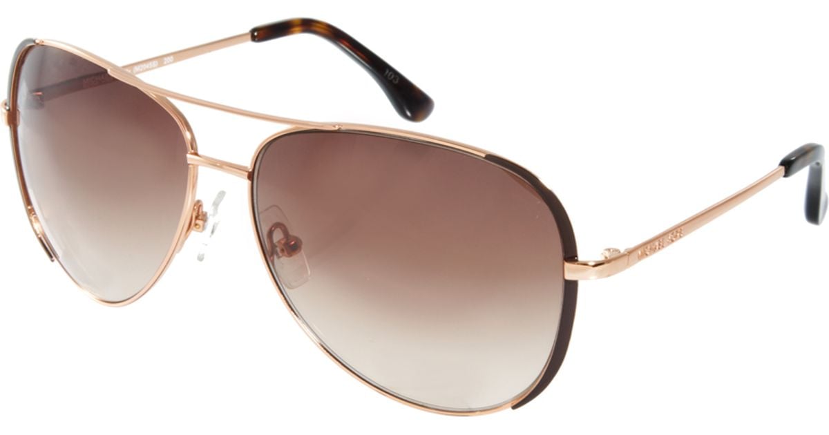 Lyst Michael Kors Brown Rose Gold Aviator Sunglasses In Brown For Men