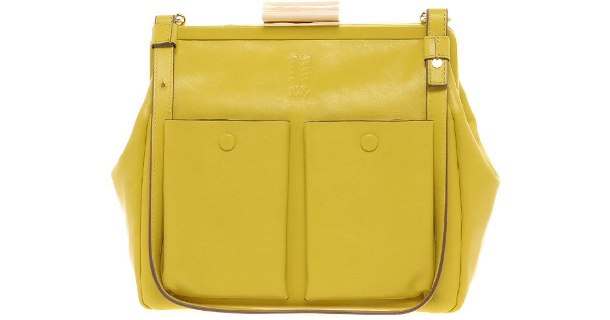 Lyst Orla Kiely Leather Holly Frame Bag In Yellow