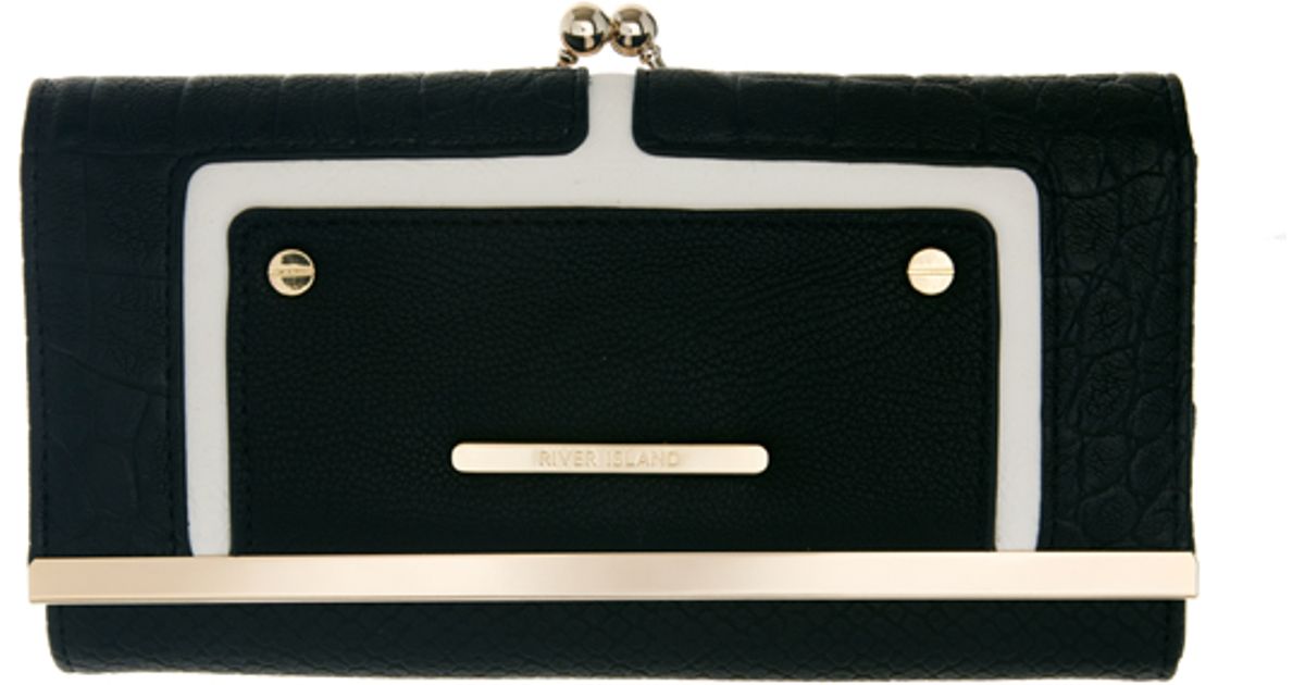 river island black clip top purse