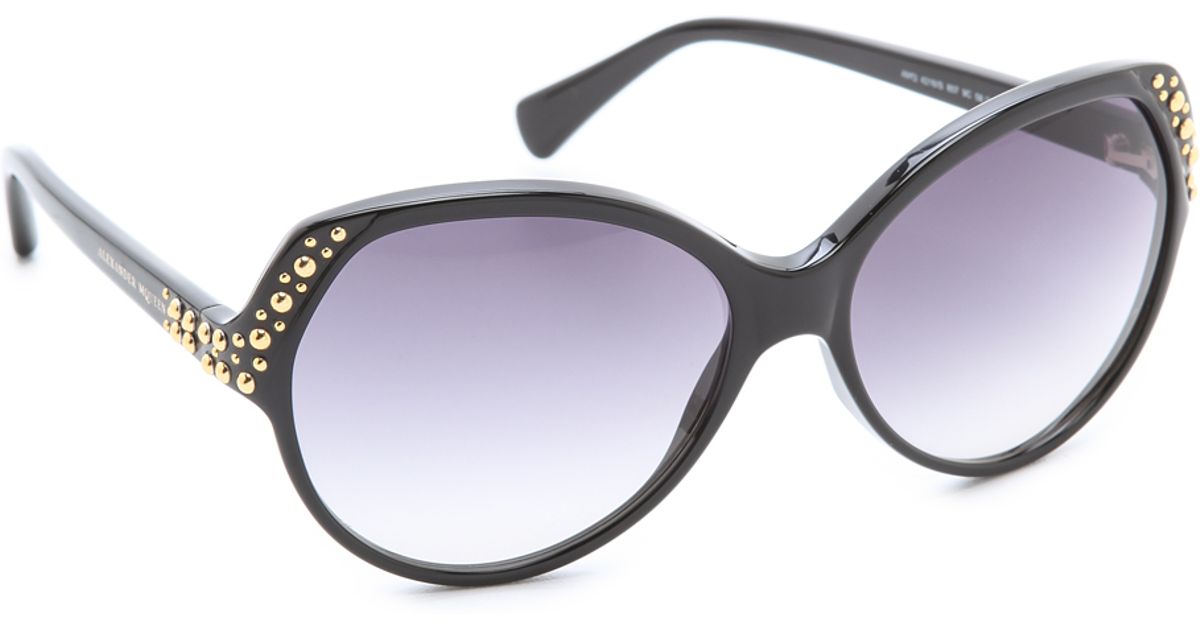 Lyst - Alexander mcqueen Glam Studded Sunglasses in Blue