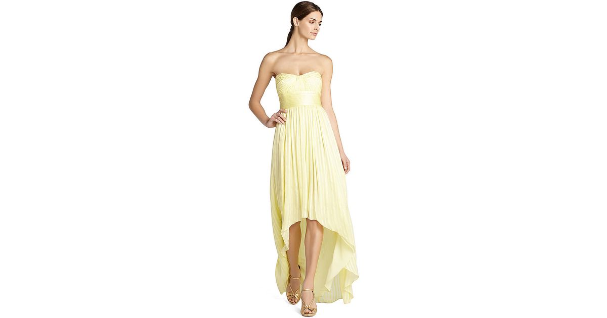 strapless silk gown