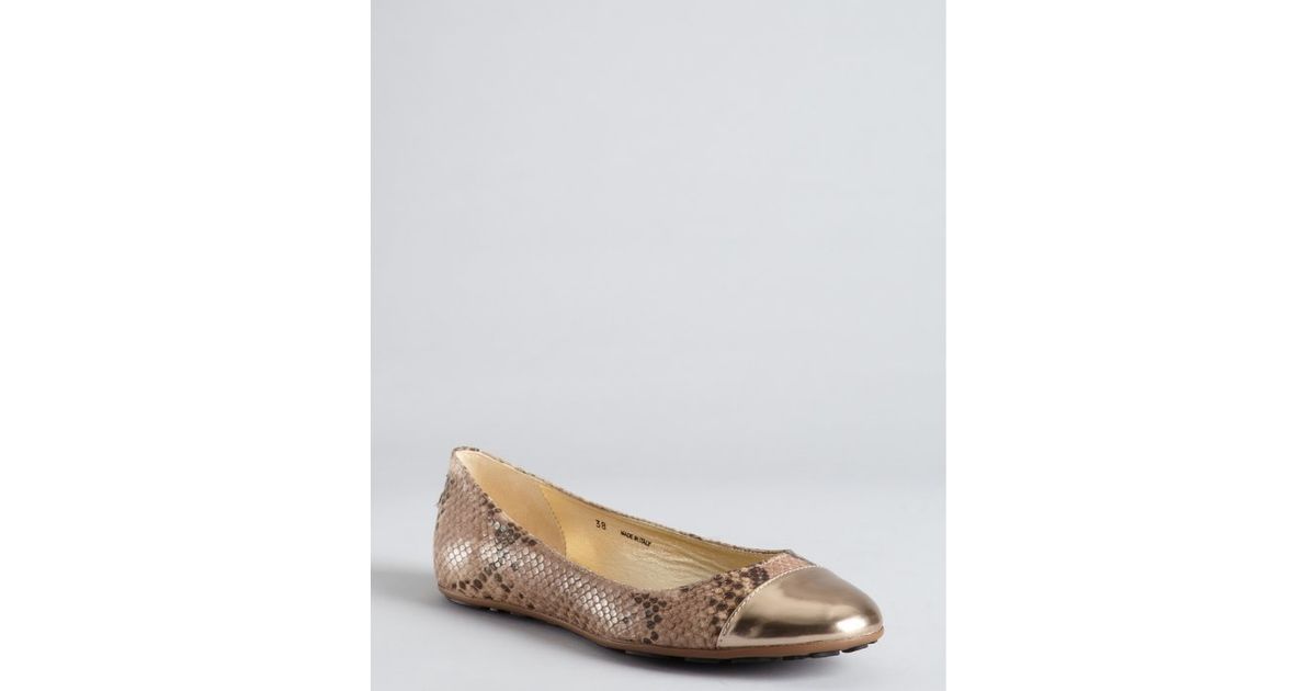 jimmy choo watson cap toe snakeskin embossed leather ballerina flats