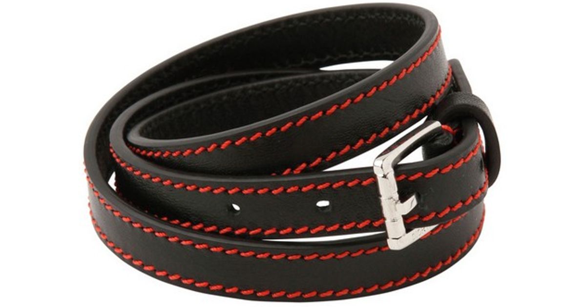 Lyst Dior Homme Triple Wrap Leather Bracelet In Red For Men