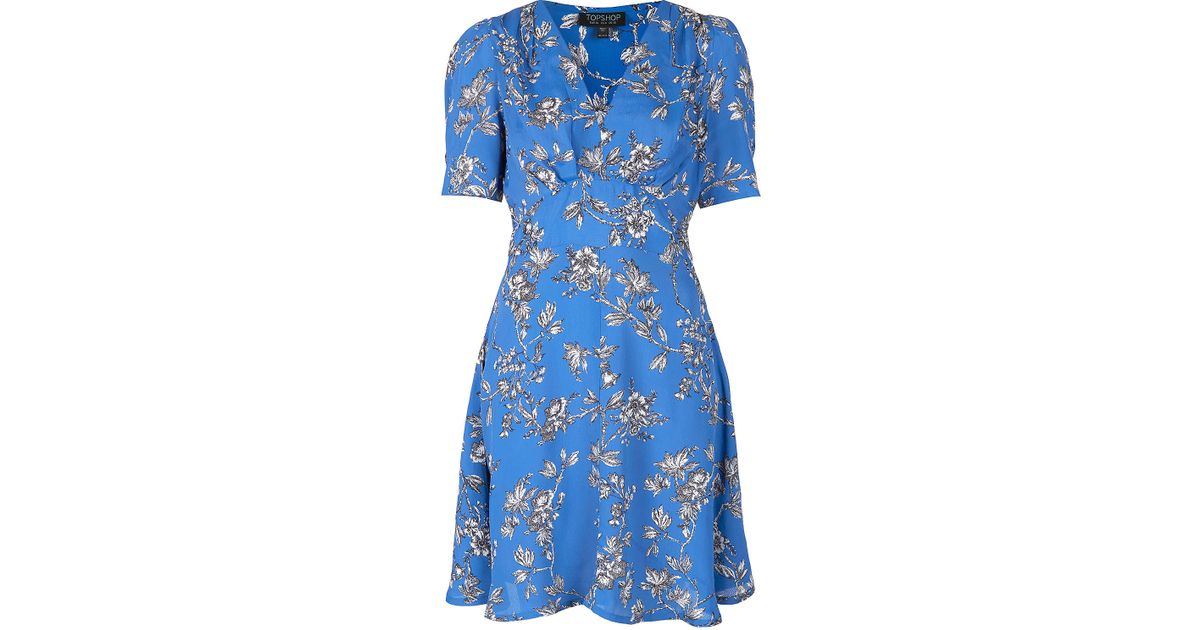 topshop blue floral dress