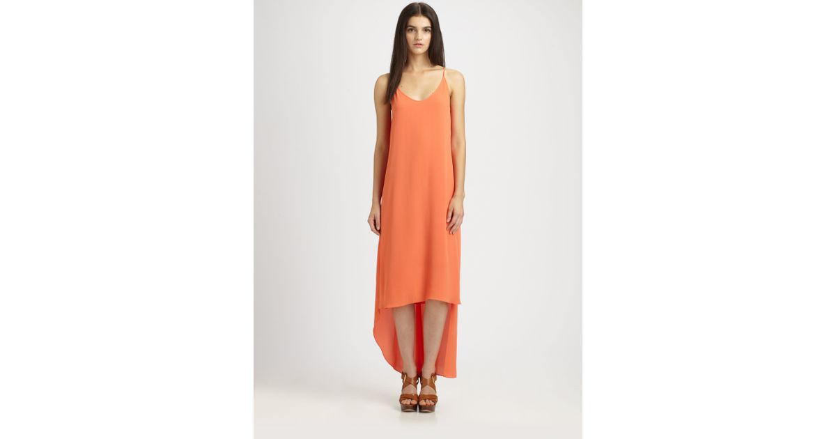 Lyst Bcbgmaxazria Rory Hilo Chiffon Dress In Orange