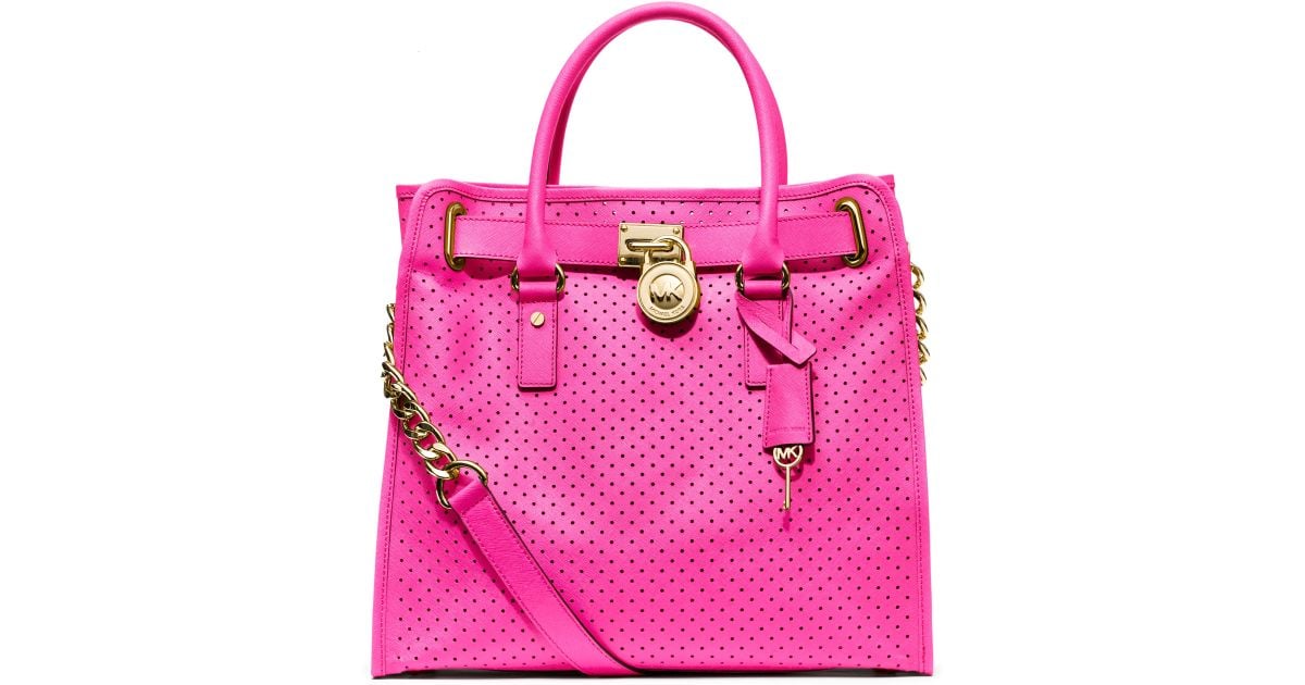 Lyst - Michael Kors Large Hamilton Perforated Saffiano Tote in Pink