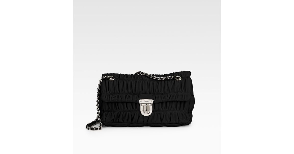 Prada Small Nappa Gaufre Mini Shoulder Bag in Black | Lyst  