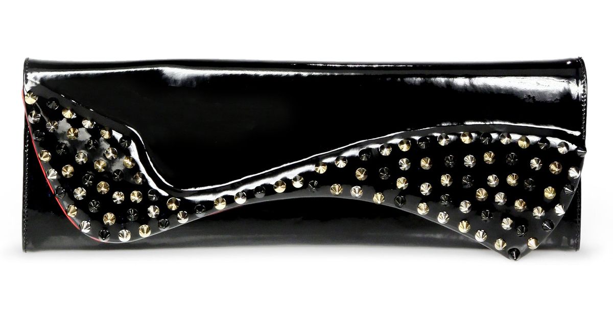 Christian louboutin Pigalle Studded Patent Leather Clutch in Black ...